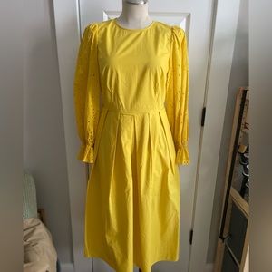 Sunshine yellow eyelet sleeve dress